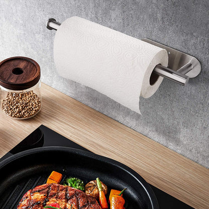 Paper Towel Holders for Kitchen,Stainless Steel, Self-Adhesive or Screw Mount, Fits Paper Towels Bulk,  Under Cabinet,Both Available in Adhesive Color Silver 12"L x 3.5"W
