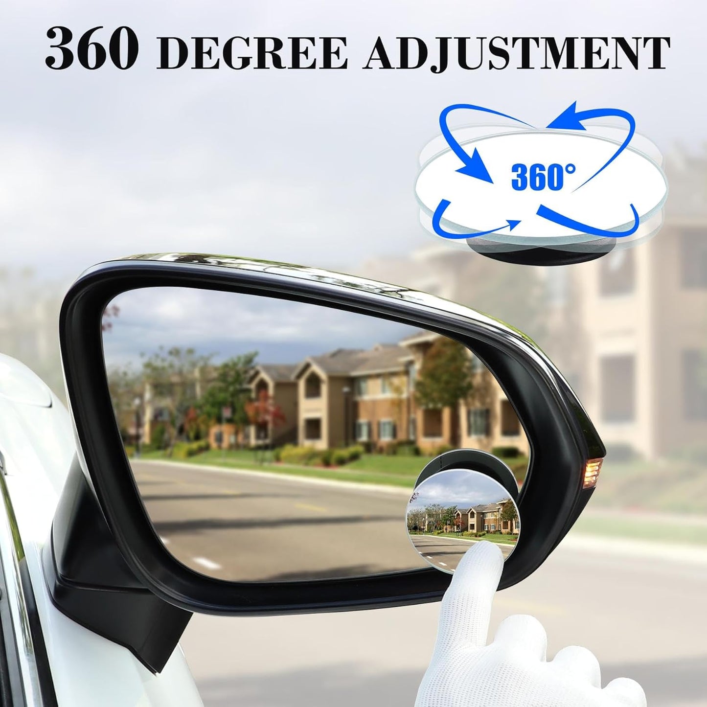 Blind Spot Mirrors 2" Round HD Glass, Frameless Convex Wide-Angle Rear View Mirrors with Adjustable Swivel Base Universal Stick-On for Cars, SUVs and Trucks(2-Pack).