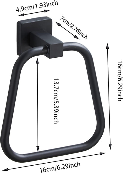 Matte Black Stainless Steel Towel Ring  Heavy Duty Hand Towel Holder for Bathroom & Kitchen