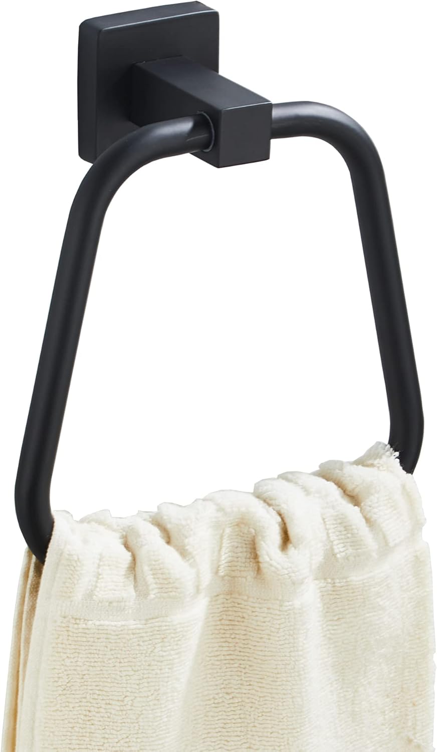 Matte Black Stainless Steel Towel Ring  Heavy Duty Hand Towel Holder for Bathroom & Kitchen