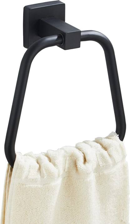 Matte Black Stainless Steel Towel Ring  Heavy Duty Hand Towel Holder for Bathroom & Kitchen