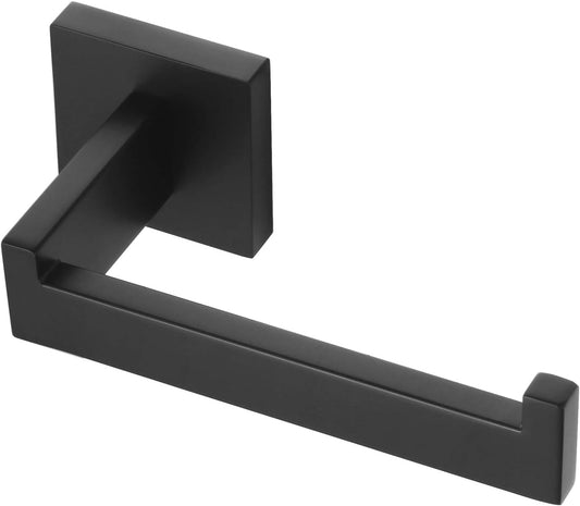 Black Matte Black Stainless Steel Toilet Paper Holder - Modern Square Wall-Mounted Bathroom & Kitchen Dispenser