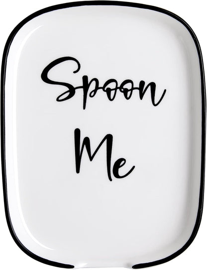 Ceramic Spoon Rest for Stove Top - Large Heat-Resistant Utensil Holder for Kitchen Counter, Modern Farmhouse Cooking Spoon Rest.