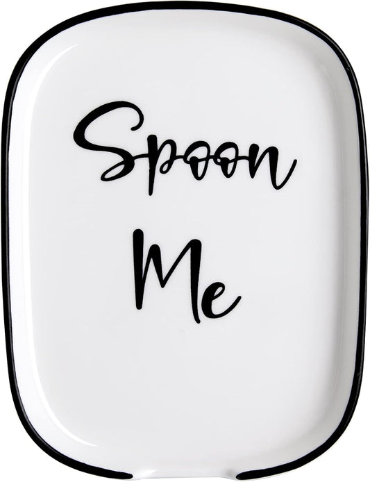 Ceramic Spoon Rest for Stove Top - Large Heat-Resistant Utensil Holder for Kitchen Counter, Modern Farmhouse Cooking Spoon Rest.