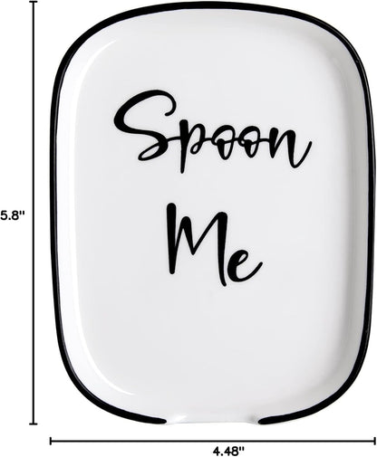 Ceramic Spoon Rest for Stove Top - Large Heat-Resistant Utensil Holder for Kitchen Counter, Modern Farmhouse Cooking Spoon Rest.
