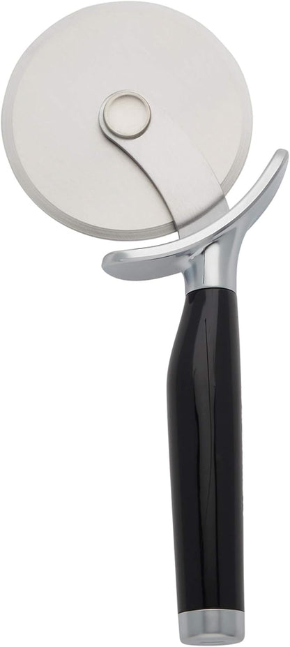 Classic Pizza Cutter - Sharp Stainless Steel Wheel with Finger Guard & Dishwasher Safe, 9-Inch, Black
