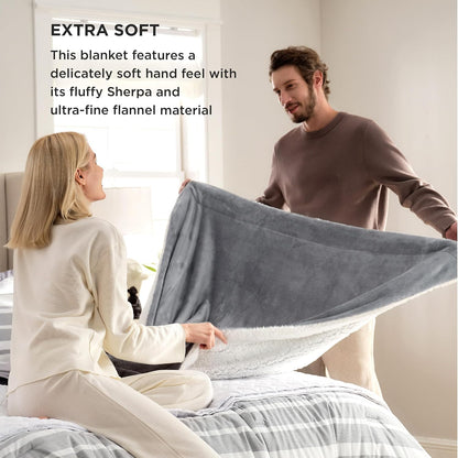 GENTLE SOFT SHERPA FLEECE THROW BLANKET ULTRA-SOFT AND WARM WINTER BLANKET FOR COUCH OR BED, COZY PLUSH THROW FOR WOMEN, GREY, 50X60 INCHES
