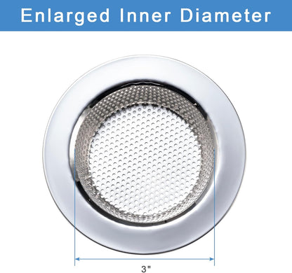2 PCS Kitchen Sink Strainer with Large Wide Rim 4.5" Diameter for Kitchen Sinks, Stainless Steel, Kitchen Sink Drain Strainer,  Upgraded Double-Layer Safe Design
