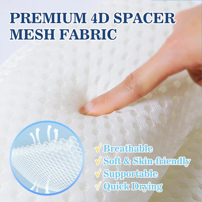 Luxury Bath Pillow for Tub - Soft 4D Mesh Bathtub Headrest with Neck & Back Support, 6 Non-Slip Suction Cups - Spa Relaxation Gift