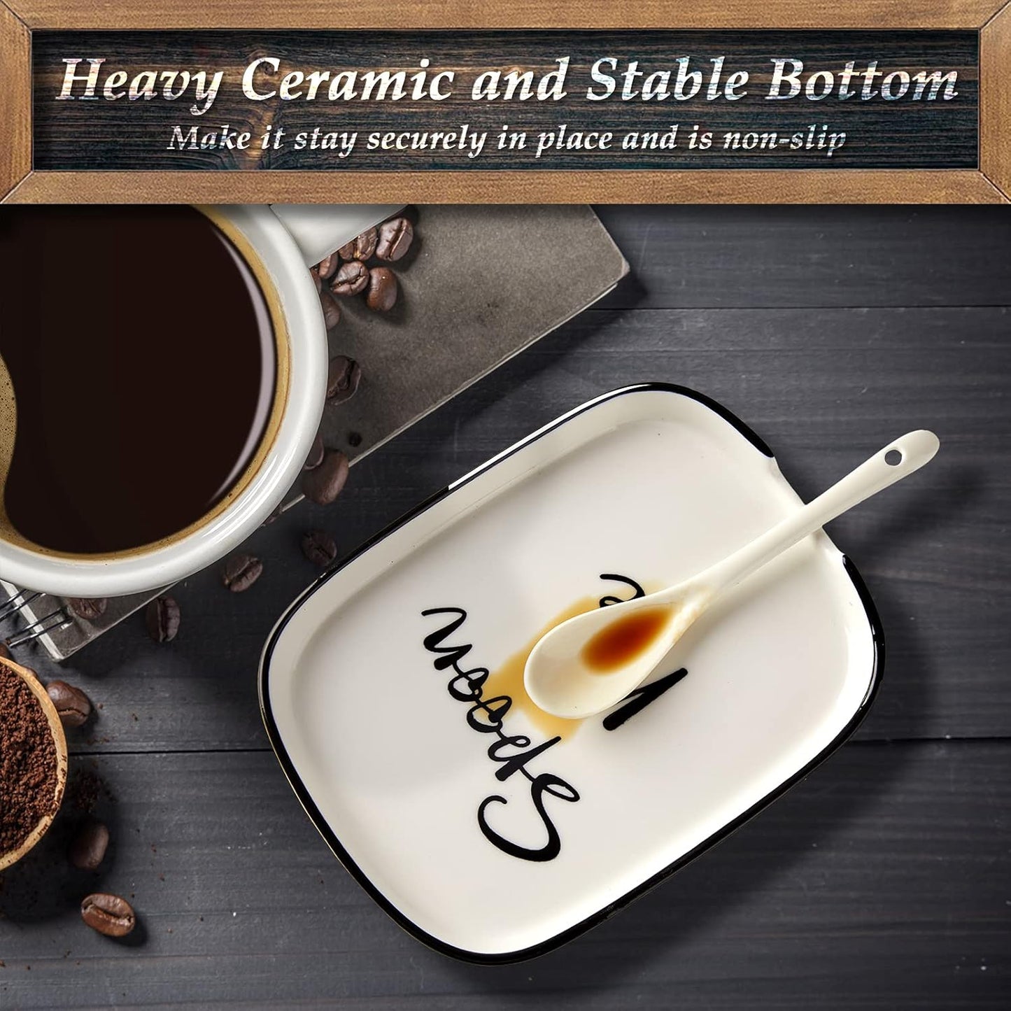 Ceramic Spoon Rest for Stove Top - Large Heat-Resistant Utensil Holder for Kitchen Counter, Modern Farmhouse Cooking Spoon Rest.
