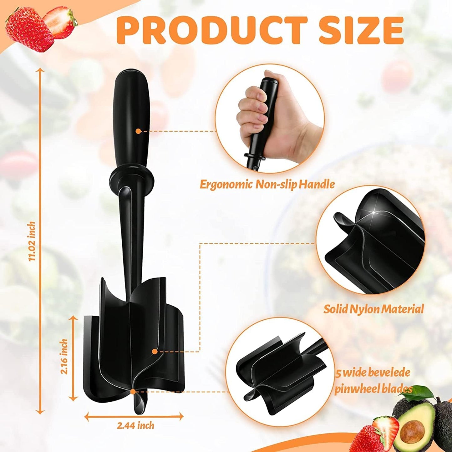 Premium Kitchen Tool Set - Vegetable Peeler & Heat-Resistant Meat Chopper, Hamburger Smasher & Potato Masher - Safe for Nonstick Cookware