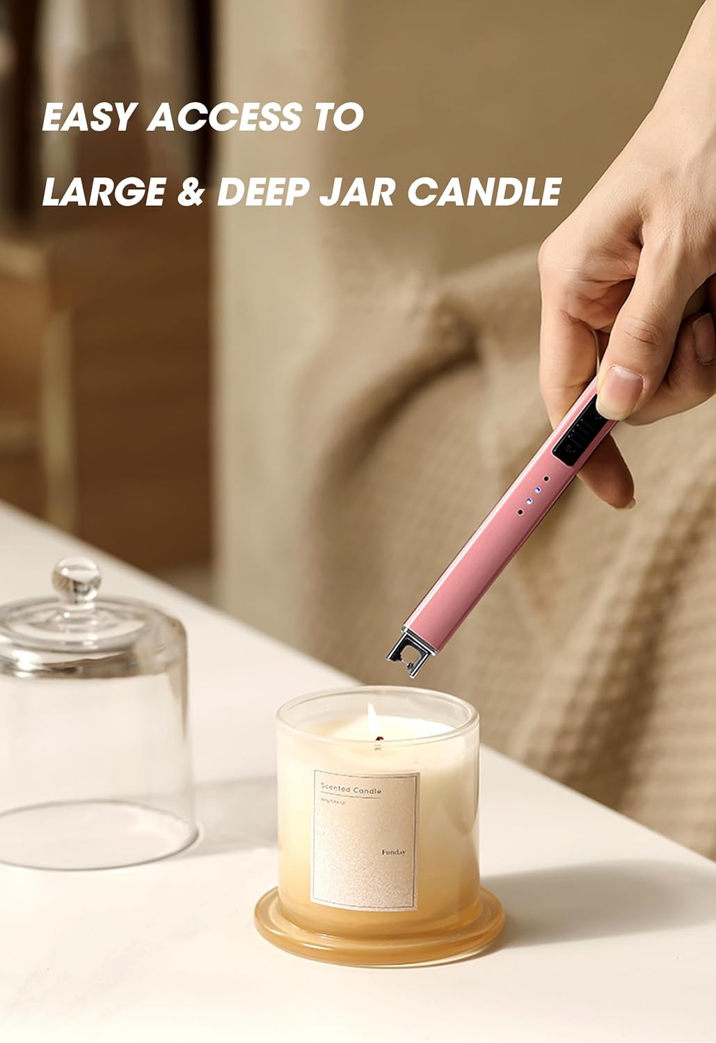 Rose Gold Electric Candle Lighter - Rechargeable USB Arc Lighter for Candles, Camping & Home Use