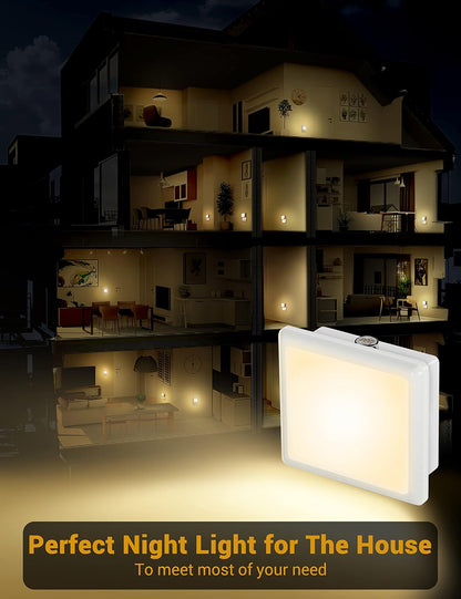 LED Night Light, 2 Pack Plus Into Wall with Dusk to Dawn Sensor, Dimmable Nightlights, Adjustable Brightness for Bathroom, Hallway, Bedroom Kids Room Stairway Soft White Plastic