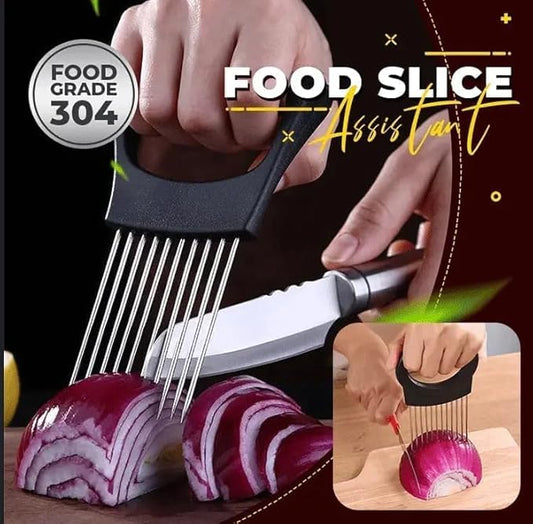 Stainless Steel Onion Slice Holder Tool, Lemon Slicer Vegetable Cutter, Chopper  MultipurposeSlicing Assistant Tool for Meat, Onion,Lemon, Potato, Tomato Home Kitchen Tools (1 PCS 3"L x 5.51"W x 3.7"H)