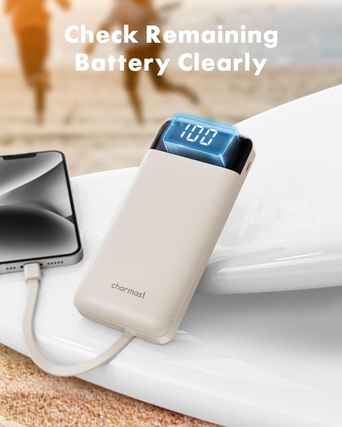 Portable Charger with Built-in Cables, Power Bank, 6 Outputs, 3 Inputs, 3A Fast Charging -10000mAh