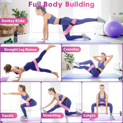 Resistance Loop Exercise Bands for Home Fitness, Yoga Starter Sets for Men, Woman and Beginners , Stretching, Strength Training, Physical Therapy,Pilates, 3 Set of Stretch Exercise Workout Bands for Booty Legs