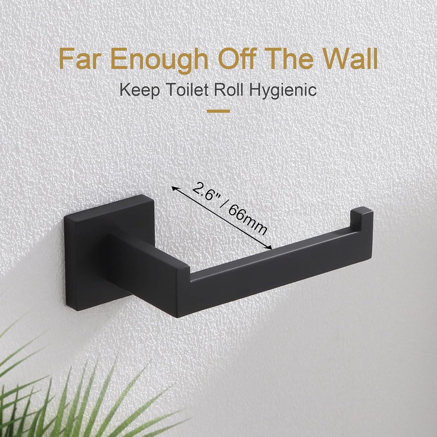 Black Matte Black Stainless Steel Toilet Paper Holder - Modern Square Wall-Mounted Bathroom & Kitchen Dispenser