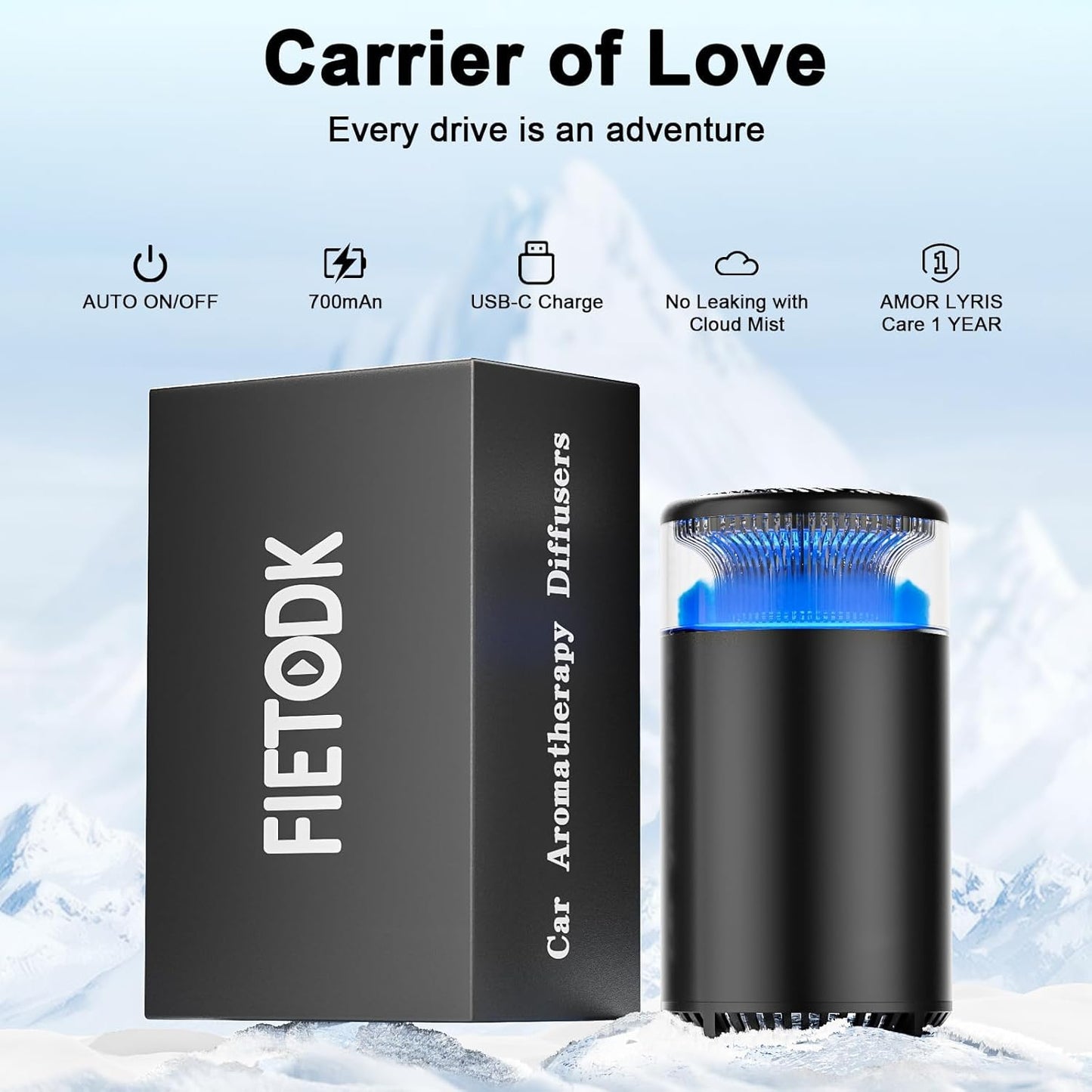 Smart Car Air Fresheners with  Ambient Light  Auto On/Off Car Air Freshener Diffuser, Adjustable Intensity, Premium Scents Refill, Lasts 1000 Times, Built-in Battery Cologne Color Black ‎7.32 x 4.45 x 3.39 inches