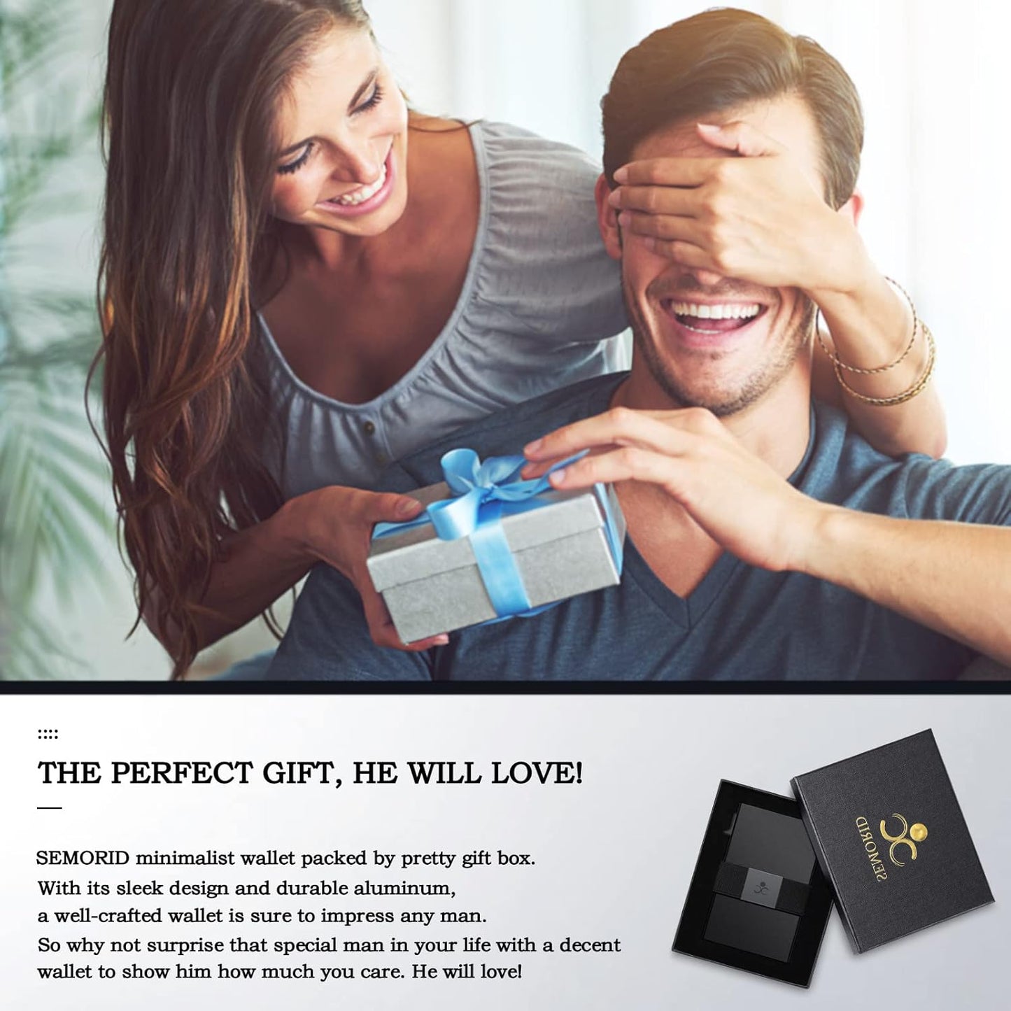 Black Compact and Secure Aluminum Wallet for Men RFID Blocking, Expandable Backplate, Holds 12Plus Cards and Cash Minimalist Pop-Up Design.