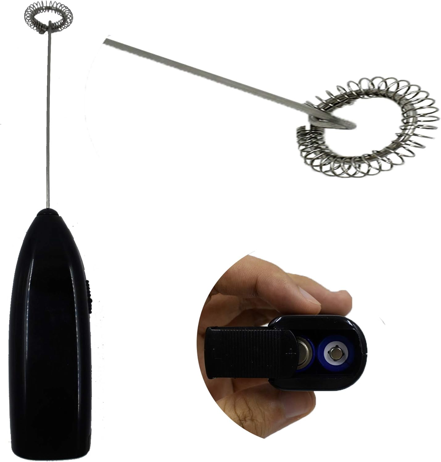 Multi-Purpose Hand Blender, Immersion Electric Milk Frother, 304 Stainless Steel Blender Stick, Handheld Electric Handle Egg Beater Coffee Juice Mixer Black Colors 8.5 x 1.57 x 1.06 inches