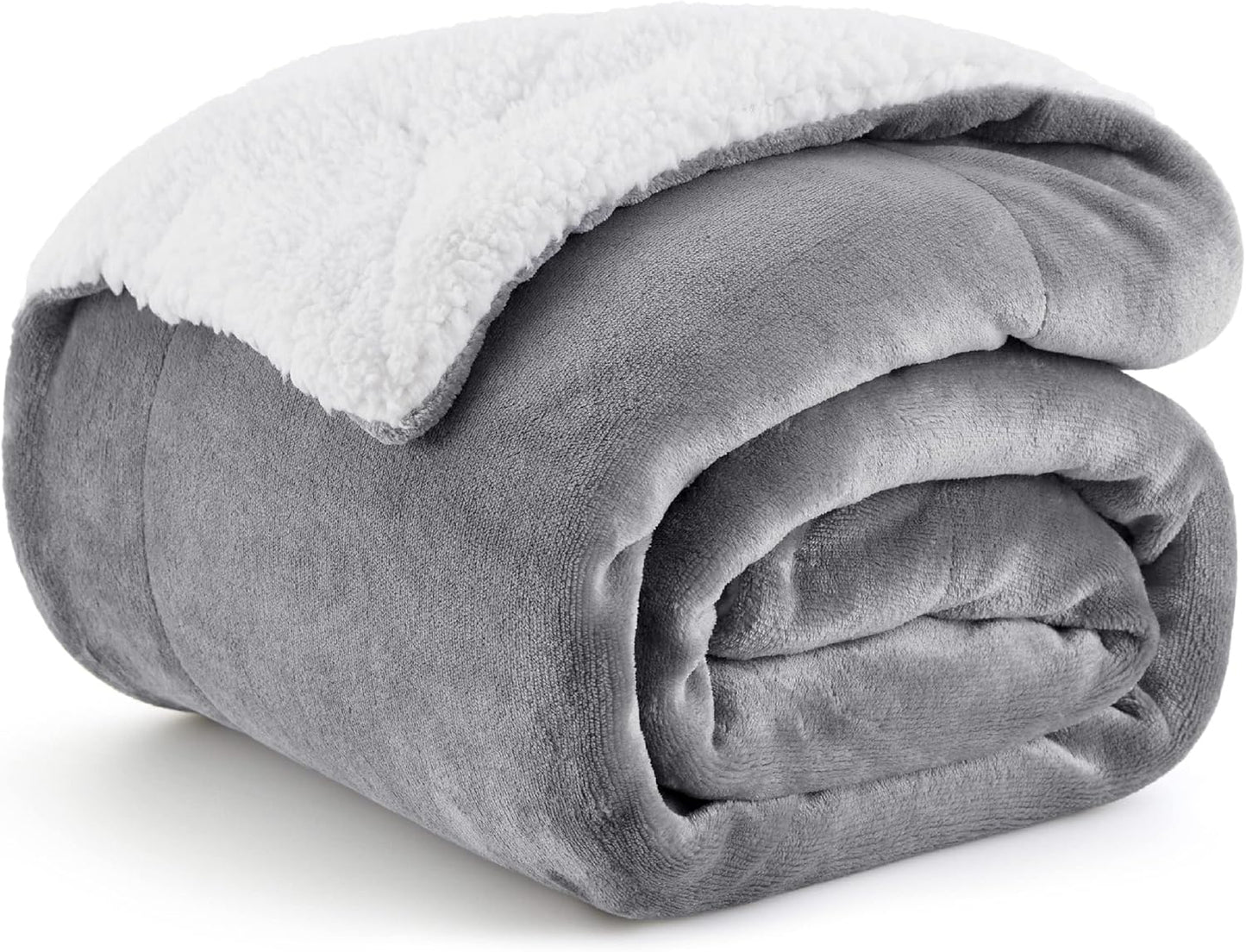 GENTLE SOFT SHERPA FLEECE THROW BLANKET ULTRA-SOFT AND WARM WINTER BLANKET FOR COUCH OR BED, COZY PLUSH THROW FOR WOMEN, GREY, 50X60 INCHES