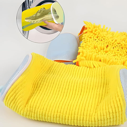 Shoe Washing Machine Bag (2 Pack) - Sneaker Laundry Bag for Washer, Reusable Mesh Shoe Cleaner Protector, Durable Chenille Fiber for Sneakers, Canvas, Sports & Kids Shoes, Prevents Damage & Scuffs