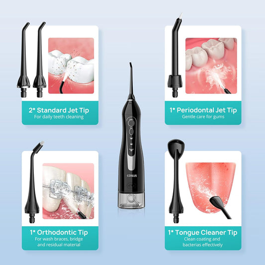 Water Dental Flosser Teeth Pick Portable Cordless Oral Irrigator with 300ML Tank, Rechargeable and IPX7 Waterproof, Electric Flossing Machine for Deep Teeth Cleaning and Travel Use (Model C20 – White)