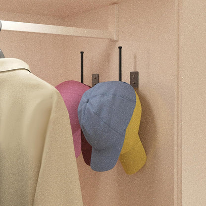 Hat Racks for Baseball Caps, Stainless Steel Hat Organizer for Baseball Cap, 2 Pack Hat Holder Storage Organizer, Hat Hanger Strong Adhesive/Wall Drilled for Door, Bedroom, Closet Black 6 in